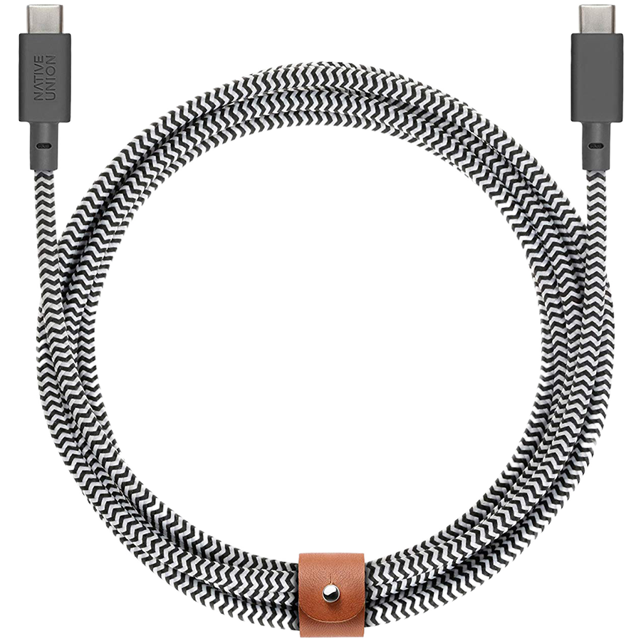 BELT CABLE TYPE-C, кабель зарядный USB-C/USB-C, 240W, длина 1,2 м., цвет: зебра