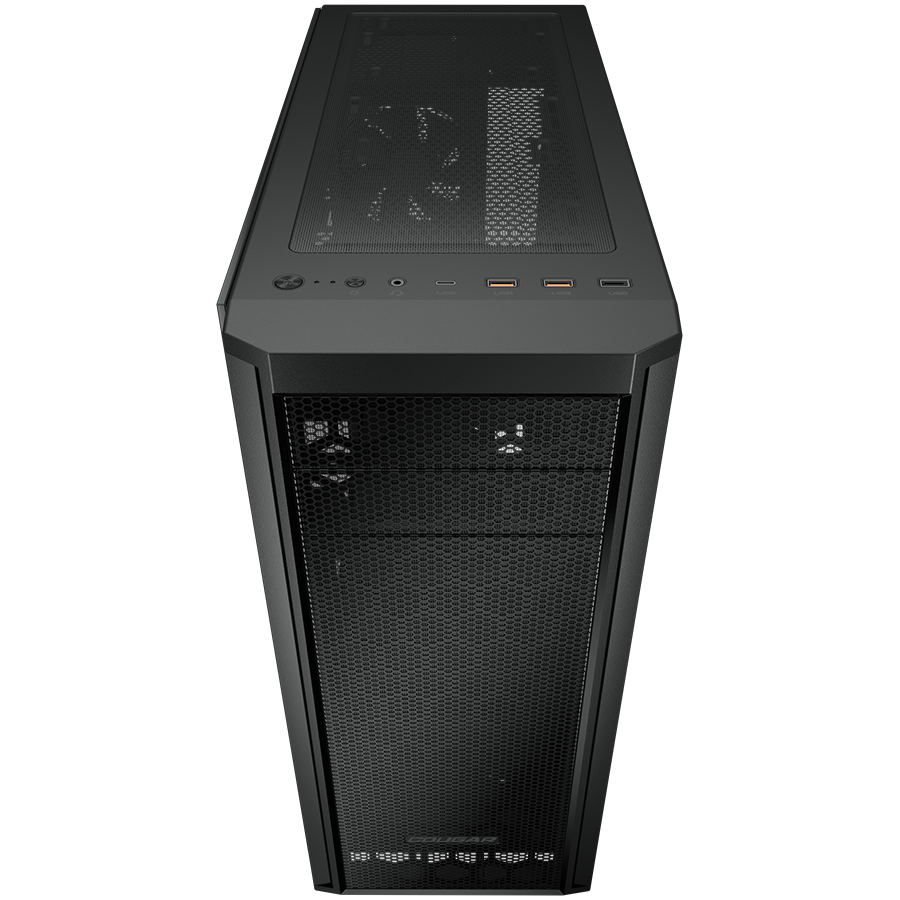 Корпус COUGAR GAMING Midi Tower,  ATX, 7 слотов, USB 3.2 Gen 2, USB 3.0, USB 2.0, Аудио разъем, Пластик/Металлический/Защитное антивандальное закаленное стекло, Power Button, Светодиодный индикатор, PSU optional, Поддержка системы жидкостного охлаждения, 