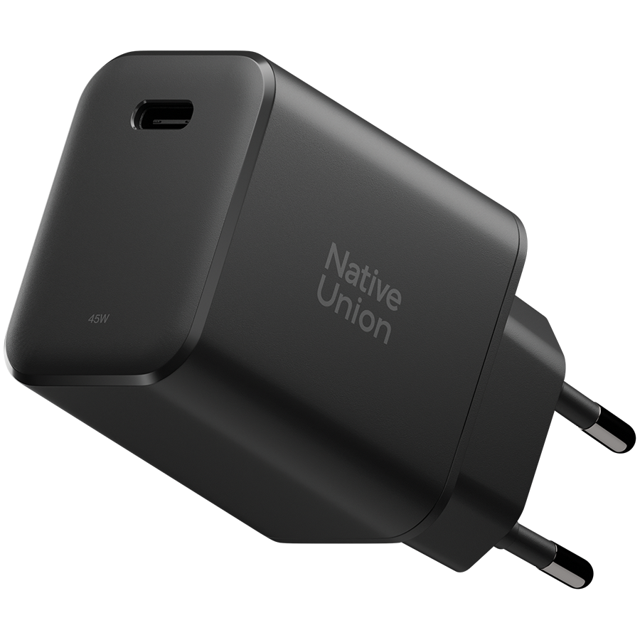 FAST GAN CHARGER 45W-BLACK-EU, СЗУ 45W,  разъёмы USB-C . Цвет: чёрный