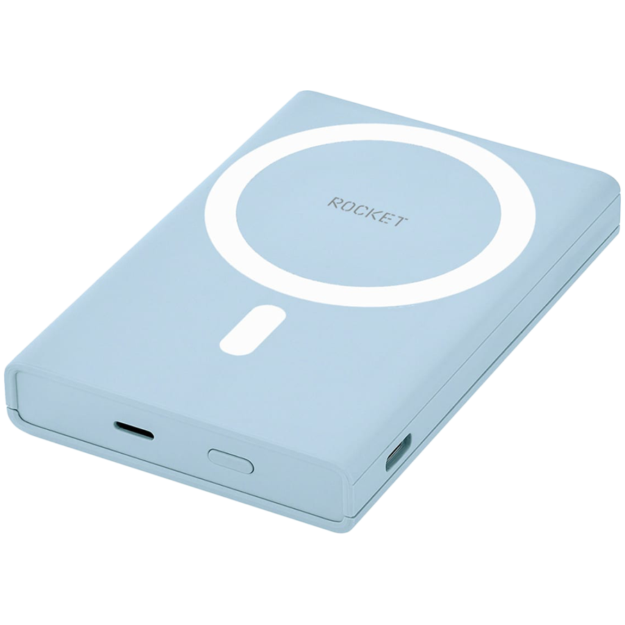 Беспроводной аккумулятор ROCKET HOLD, с поддержкой MagSafe, светло-голубой
