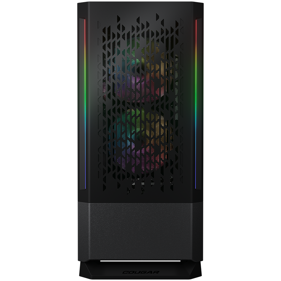 Корпус COUGAR GAMING Midi Tower,  ATX, 7 слотов, USB 2.0, Аудио разъем, USB 3.0, Защитное антивандальное закаленное стекло, Power Button, Reset Button, Светодиодный индикатор, PSU optional, Window, Поддержка системы жидкостного охлаждения, RGB LED, Вентил