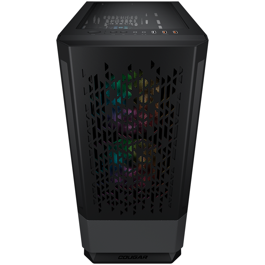 Корпус COUGAR GAMING Midi Tower,  ATX, 7 слотов, USB 2.0, Аудио разъем, USB 3.0, Защитное антивандальное закаленное стекло, Power Button, Reset Button, Светодиодный индикатор, PSU optional, Window, Поддержка системы жидкостного охлаждения, RGB LED, Вентил