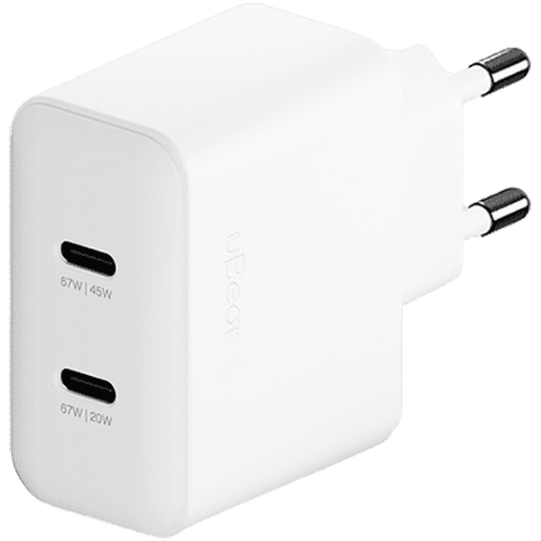 Сетевое зарядное устройство uBear Motion, GaN, 67 Вт, белый