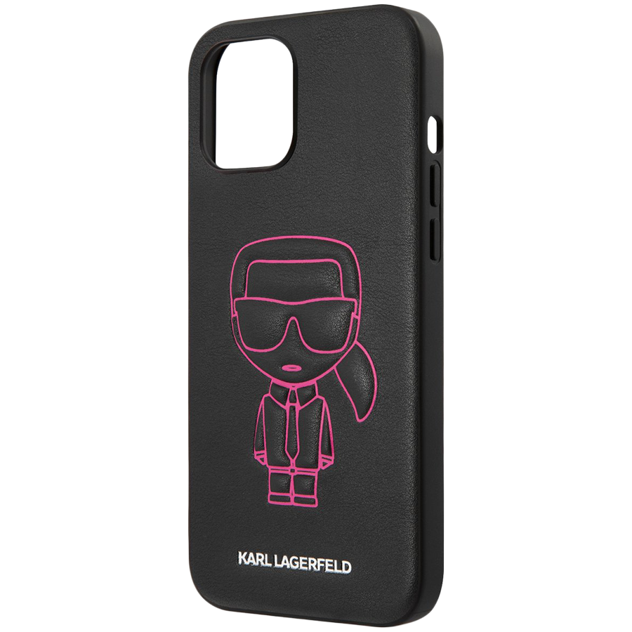 Чехол Lagerfeld для iPhone 12 Pro Max (6.7) PU Ikonik outlines Metal logo Hard Black/Pink