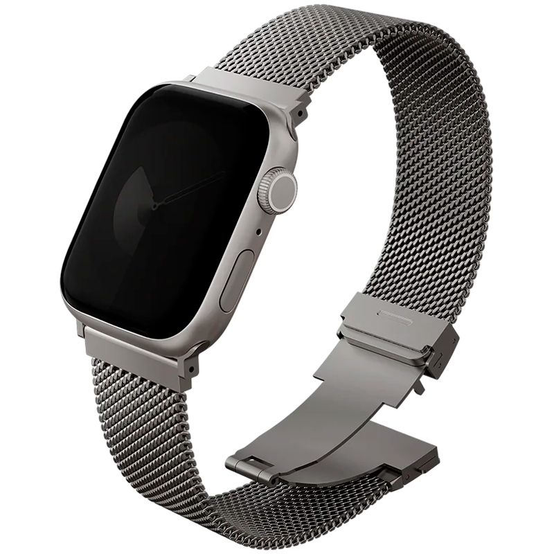 Uniq для Apple Watch 42/41/40 ремешок mm Dante PRO Strap Mesh Steel Titanium Silver