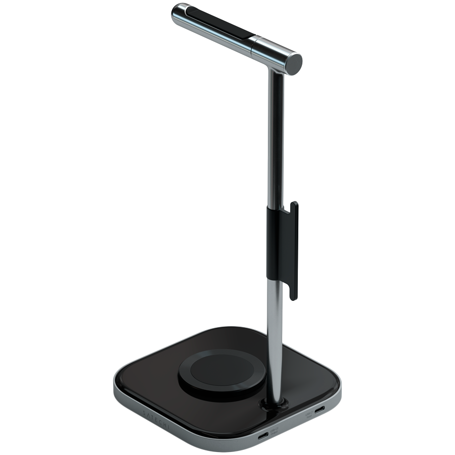 Подставка для наушников с беспроводной зарядкой Satechi 2-in-1, 7,5 Вт, Серый космос