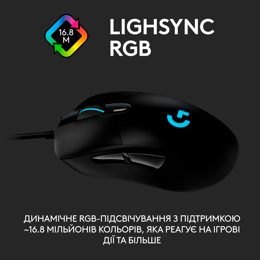 Игровая мышь LOGITECH G403 Hero, Чёрный