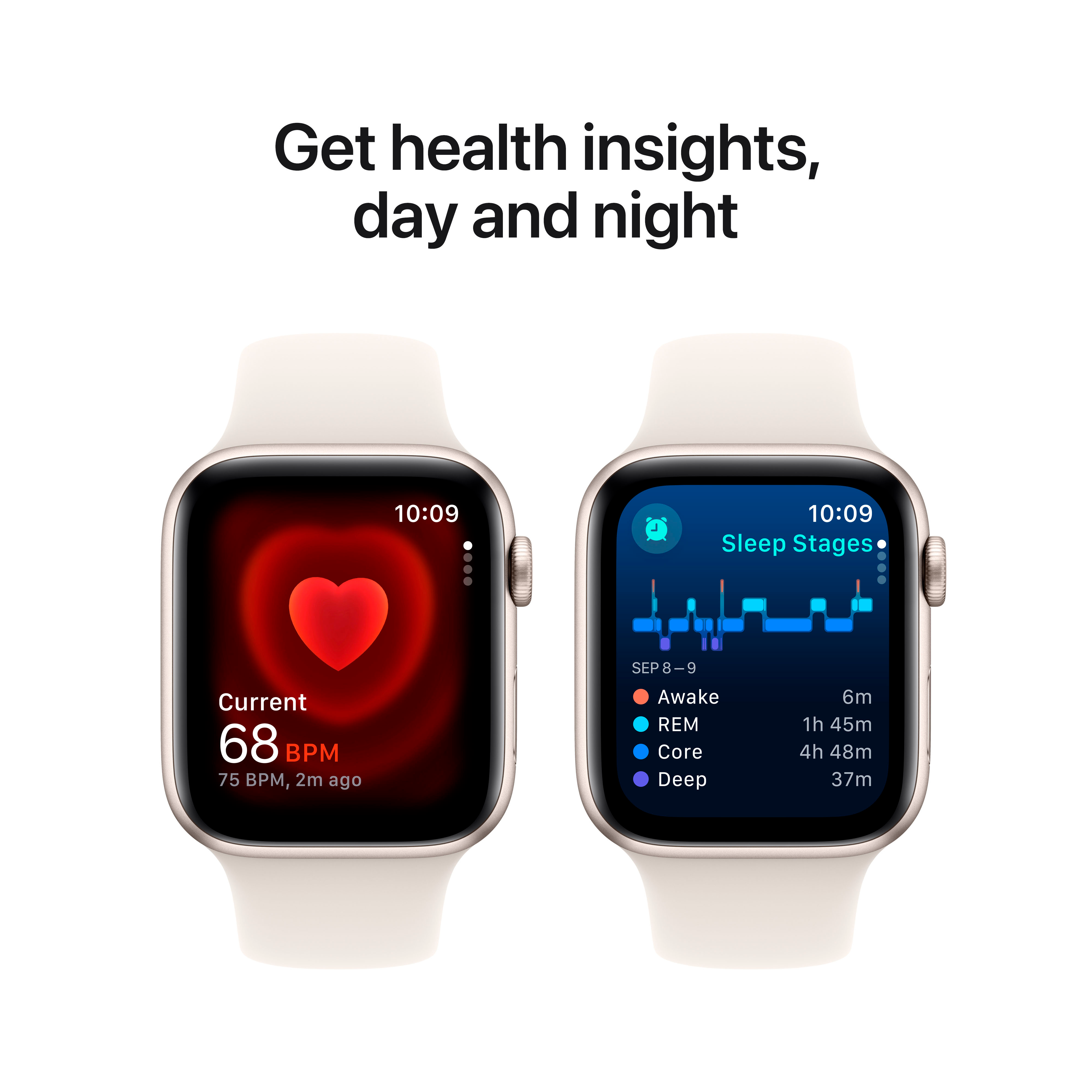 Apple Watch SE GPS Gen.2 (2024)  Спортивный ремешок Starlight, S/M, 44мм, Starlight