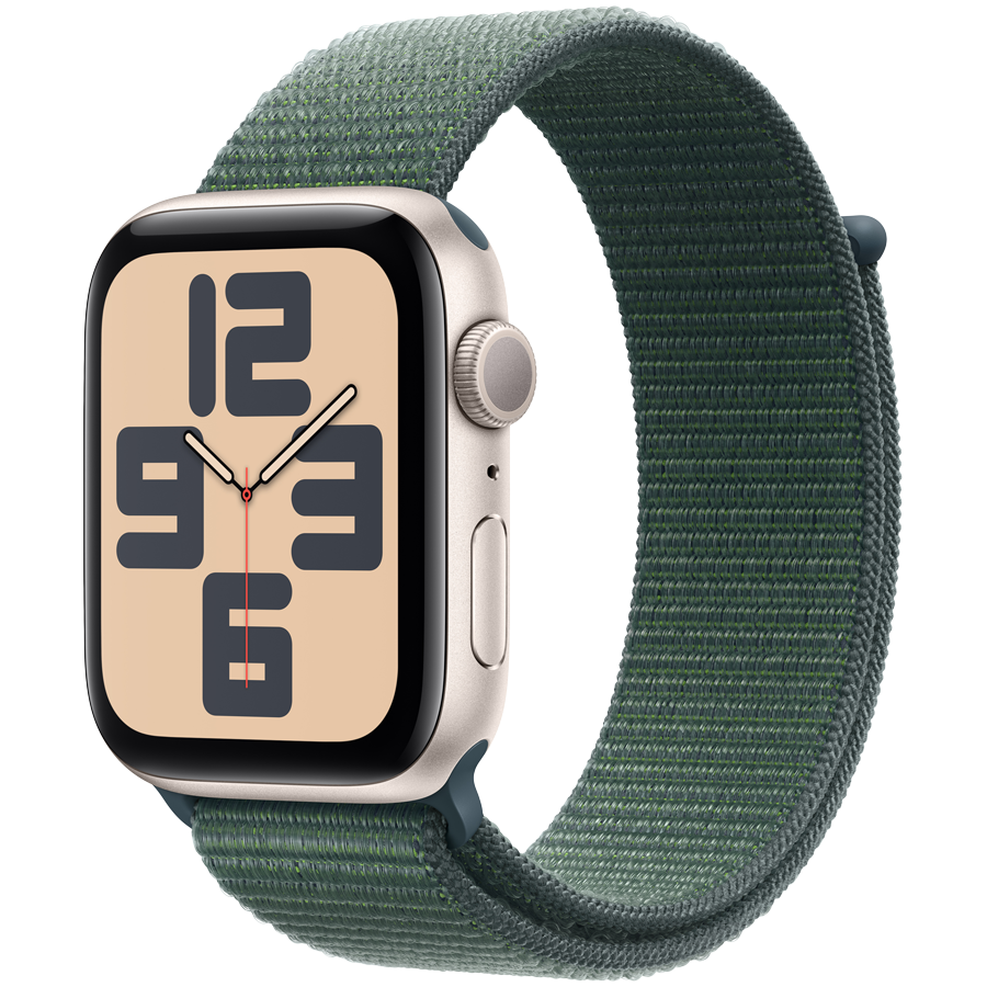 Apple Watch SE 2 (2024) GPS 40mm Starlight Aluminium Case with Lake Green Sport Loop Band