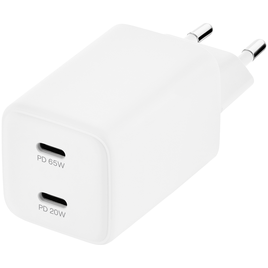Cетевое зарядное устройство uBear Bridge USB-C, 65 Вт, GaN + Super Fast Charging, белый
