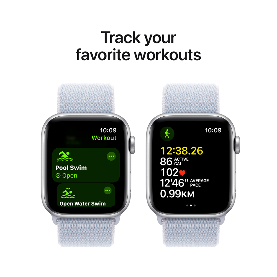 Apple Watch SE GPS Gen.2 (2024)  Голубое облако спортивный ремешок, 44мм, Серебристый