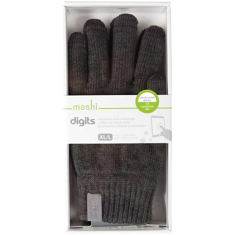 MOSHI Перчатки Digits для сенсорных дисплеев. Размер L., Тёмно-серый