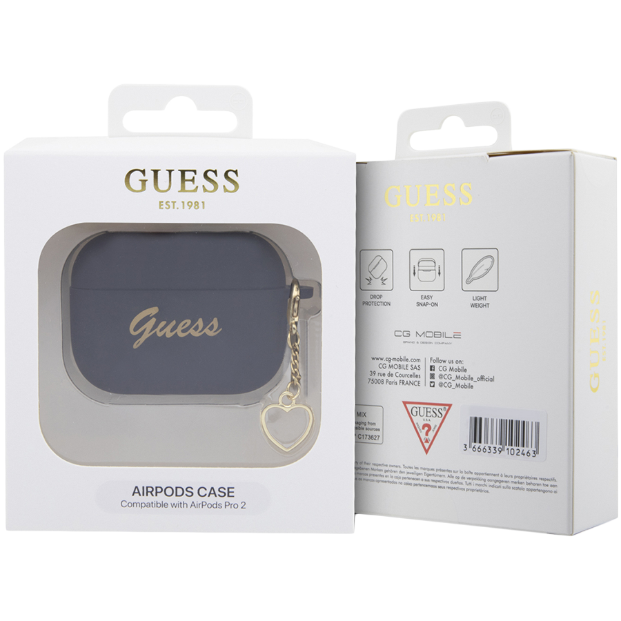Чехол GUESS Silicone Script logo  Чёрный для AirPods Pro (Gen2)