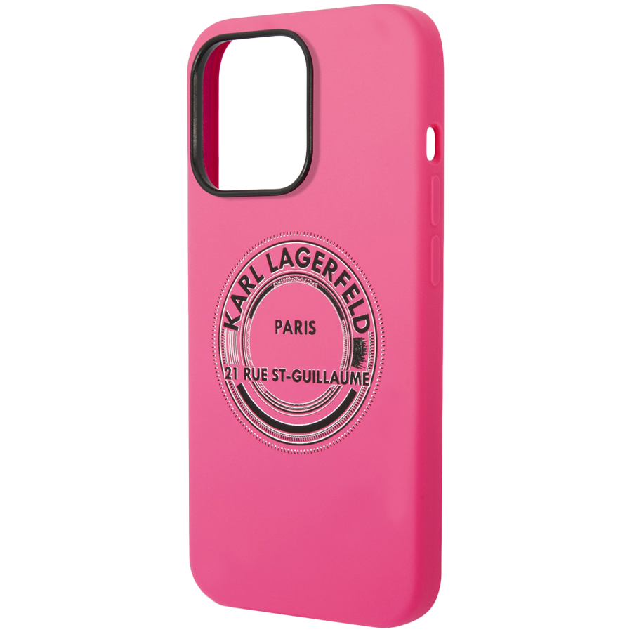 Lagerfeld для iPhone 14 Pro чехол Liquid silicone RSG Round logo Hard Pink