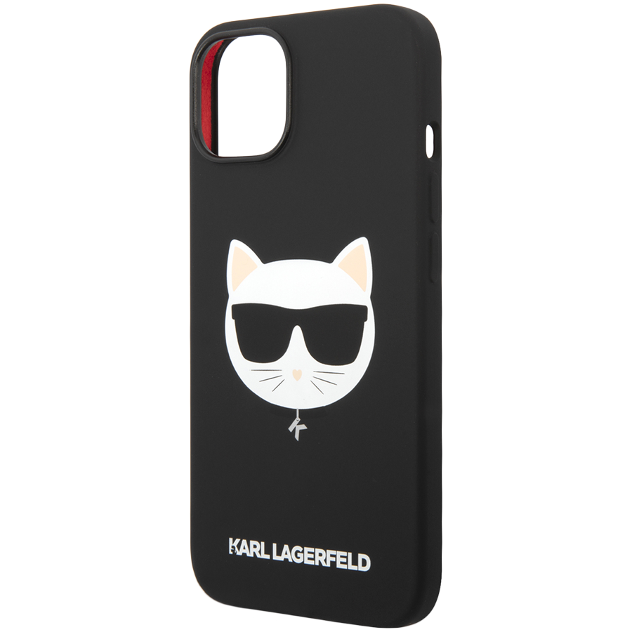 Lagerfeld для iPhone 14 чехол Liquid silicone Choupette Hard Black (MagSafe)