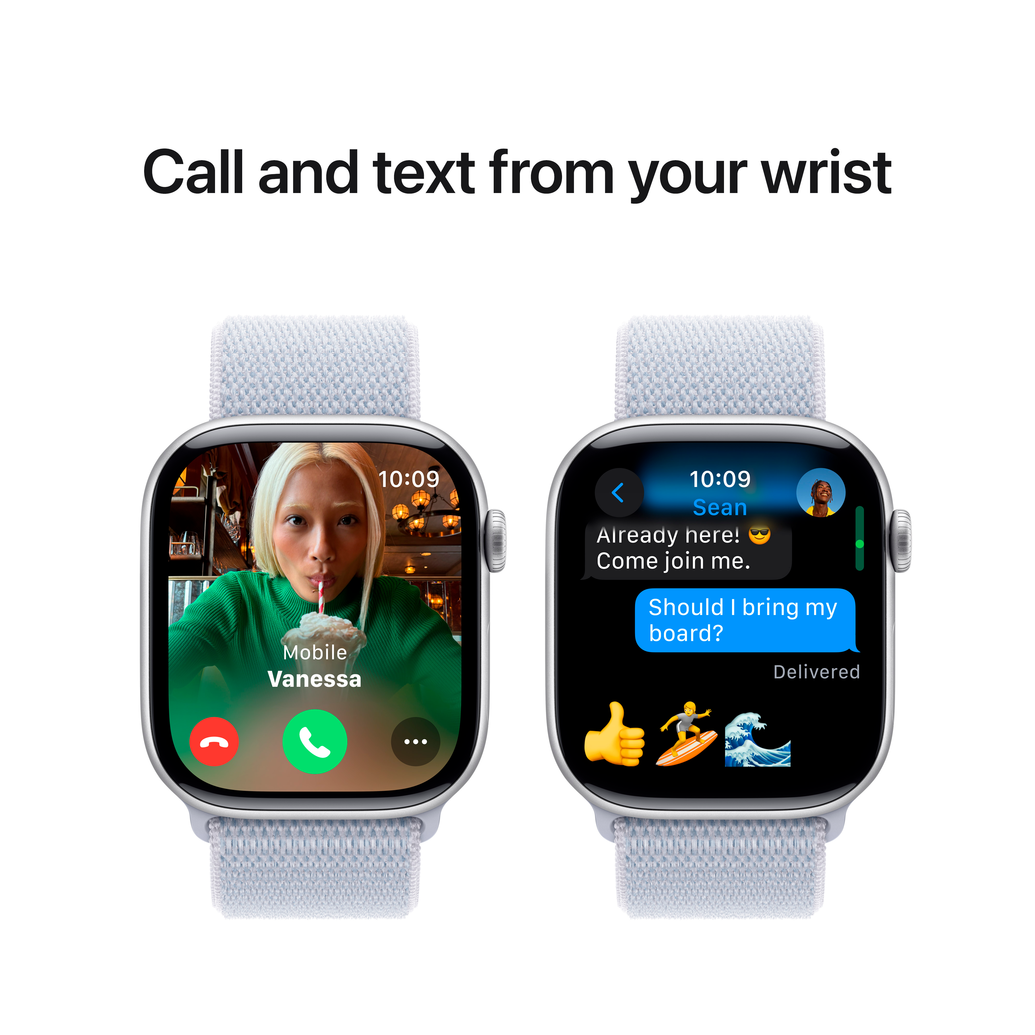 Apple Watch Series 10 GPS  Голубое облако спортивный ремешок, 46мм, Серебристый