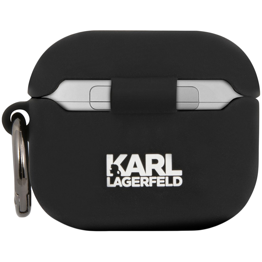 Чехол LAGERFELD Silicone case with ring RSG logo  Чёрный для AirPods (Gen3)