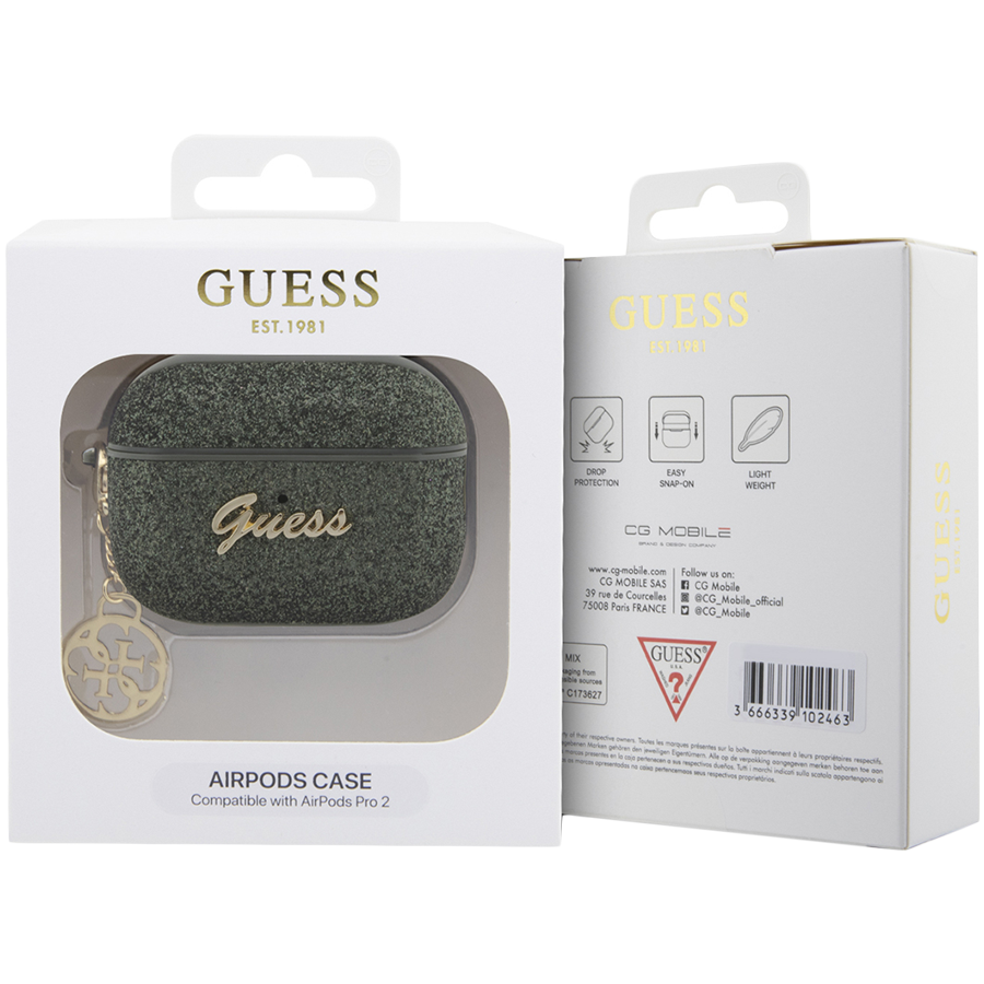 Чехол GUESS Glitter flakes  Зеленый для AirPods Pro (Gen2)