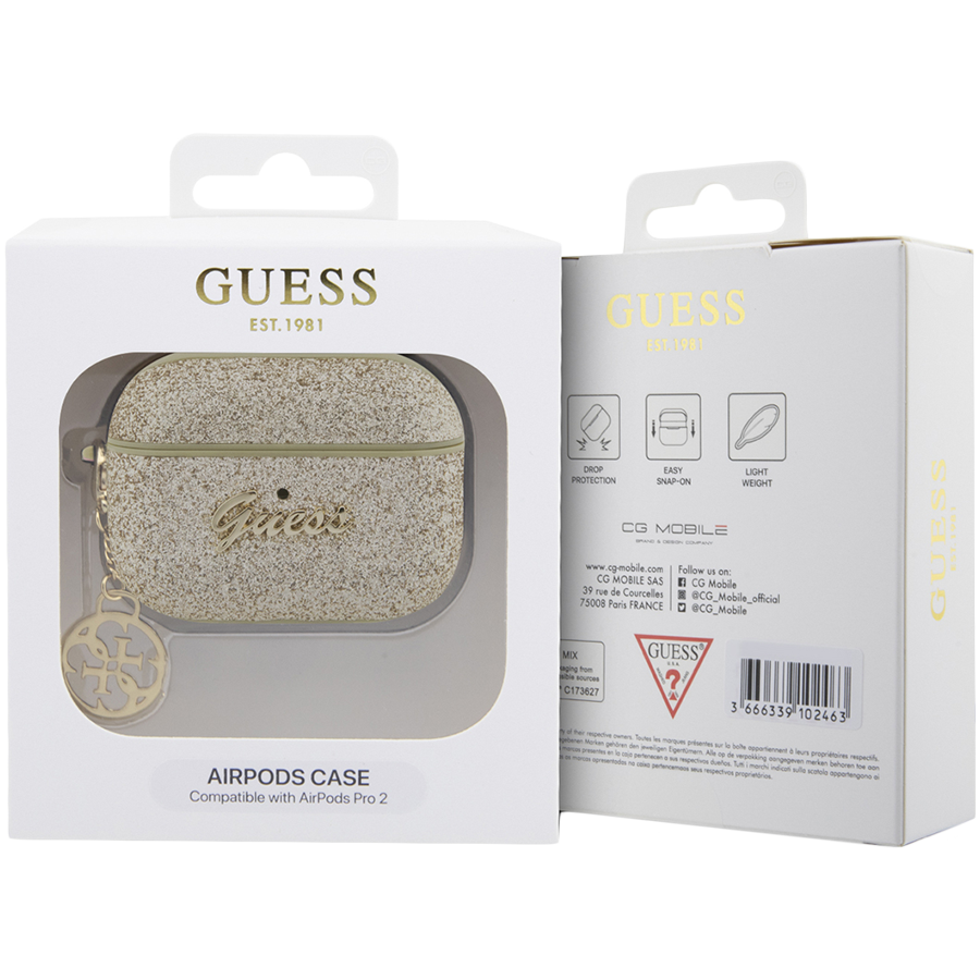 Чехол GUESS Glitter flakes  Золотой для AirPods Pro (Gen2)