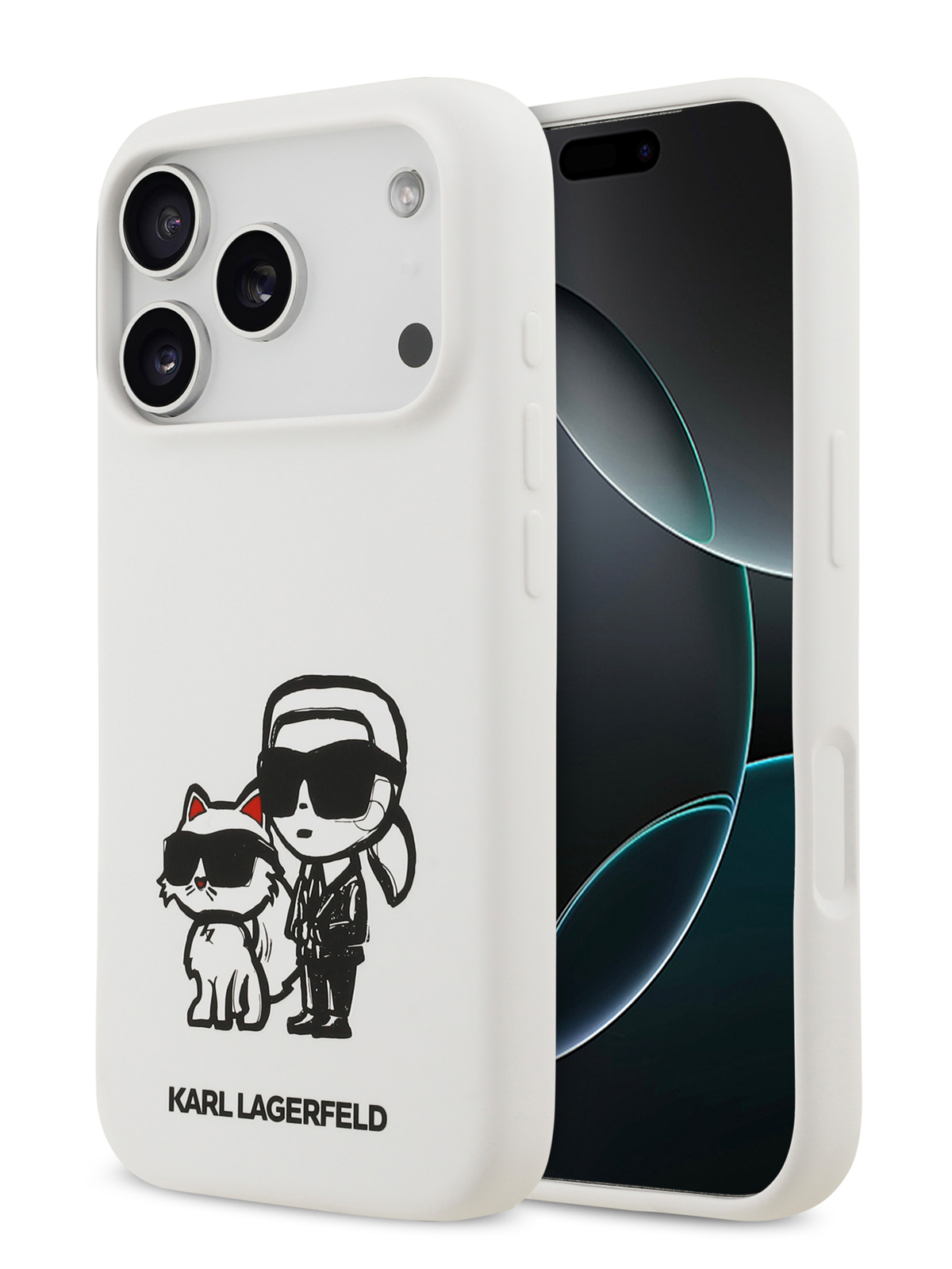 Чехол KARL LAGERFELD для iPhone 17 Pro Max Liquid Silicone Sketch Karl & Choupette Hard White (MagSafe)