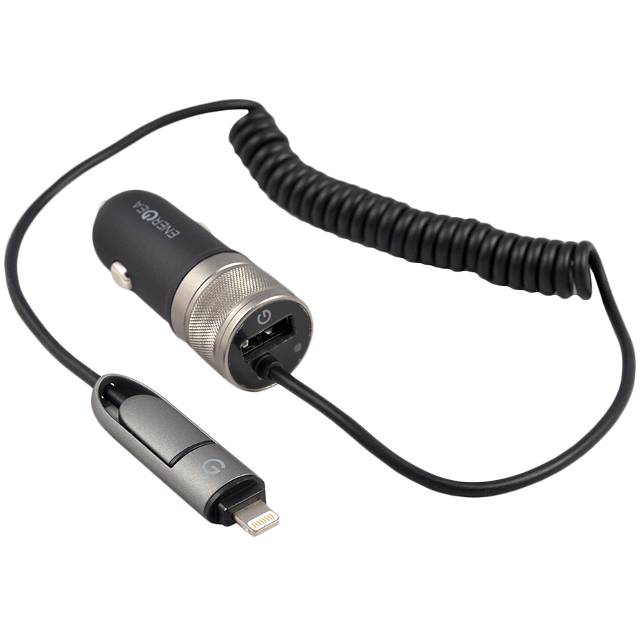 Автомобильный адаптер ENERGEA USB Type A/MicroUSB + Lightning
