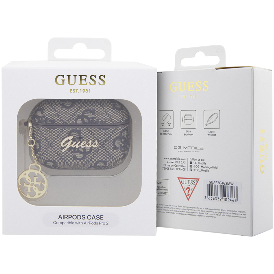 Чехол GUESS PU leather 4G  Коричневый для AirPods Pro (Gen2)