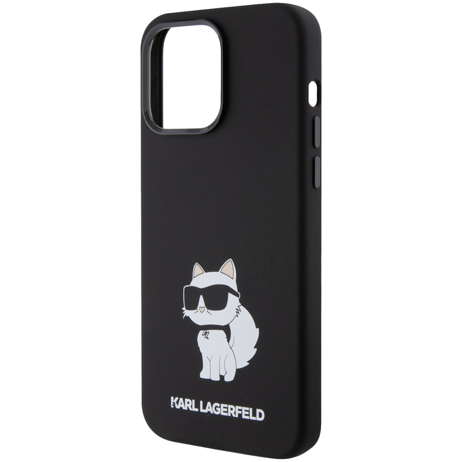 Lagerfeld для iPhone 15 Pro чехол Liquid silicone NFT Choupette Hard Black