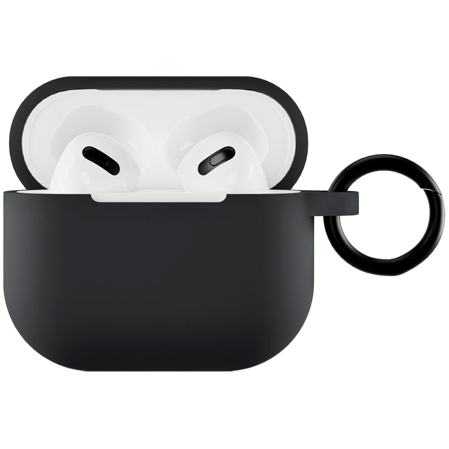 Чехол силиконовый VLP для AirPods 3 (2021),с кольцом, Soft Touch, черный