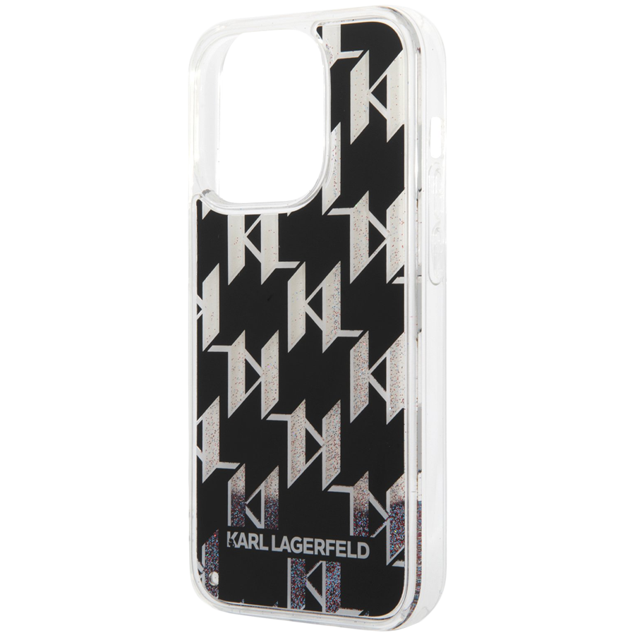 Lagerfeld для iPhone 14 Pro чехол Liquid Glitter Monogram Hard Black