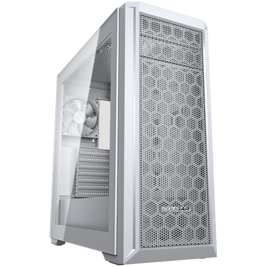 Корпус COUGAR GAMING Midi Tower,  ATX, 7 слотов, USB 3.2 Gen 2, USB 3.0, USB 2.0, Разъем для гарнитуры, Защитное антивандальное закаленное стекло, Reset Button, Светодиодный индикатор, PSU optional, Window, Поддержка системы жидкостного охлаждения, Airflo